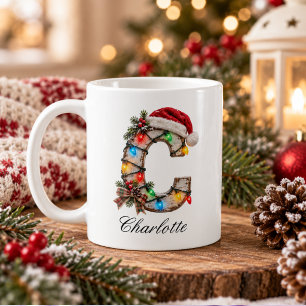 Rustieke Kerst Monogram Letter C Koffiemok