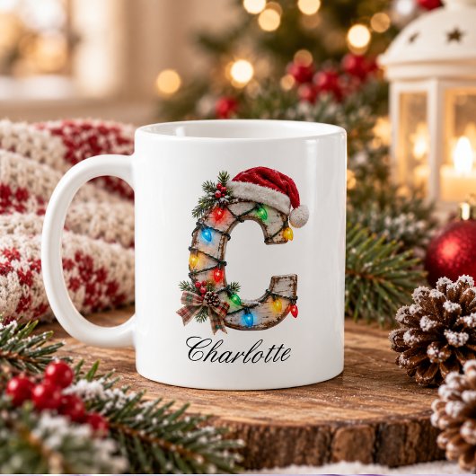 Rustieke Kerst Monogram Letter C Koffiemok