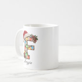 Rustieke Kerst Monogram Letter F Koffiemok (Voorkant links)