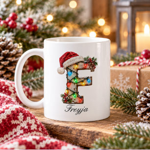 Rustieke Kerst Monogram Letter F Koffiemok