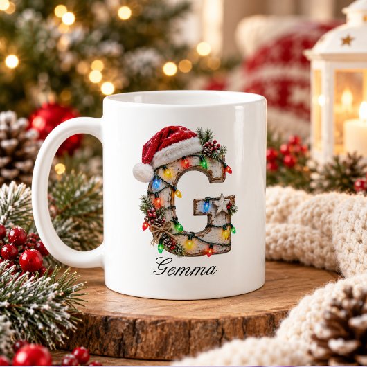 Rustieke Kerst Monogram Letter G Koffiemok