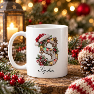 Rustieke Kerst Monogram Letter S Koffiemok