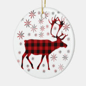 Rustieke kerst Moose herten elk rood zwart plaid Keramisch Ornament (Links)