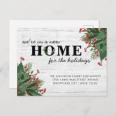 Rustieke Kerst Nieuw Huis voor de Feestdagen Beweg Aankondigingskaart (Voorkant / Achterkant)