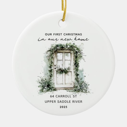 Rustieke kerst nieuwe thuis keramisch ornament (Voorkant)