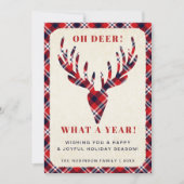 Rustieke kerst Oh Deer Wat een jaar Tartan Plaid Feestdagenkaart (Voorkant)