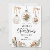 Rustieke Kerst Ornamente Feestdagenkaart (Voorkant)