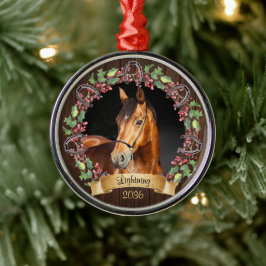 Rustieke Kerst Paard Foto gepersonaliseerd Metalen Ornament