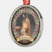 Rustieke Kerst Paard Foto gepersonaliseerd Metalen Ornament (Links)