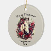 Rustieke Kerst Paard Krans Vakantiefoto Keramisch Ornament (Links)
