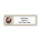 Rustieke Kerst Paard Rode Krans Etiket (Voorkant)