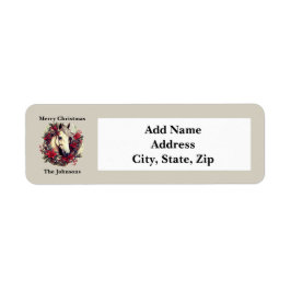 Rustieke Kerst Paard Rode Krans Etiket