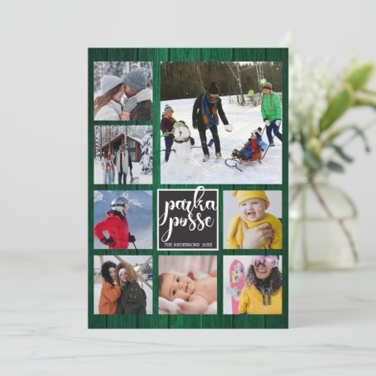 Rustieke Kerst 🎄 Parka Posse Schuur Hout Kaart (Staand voorkant)