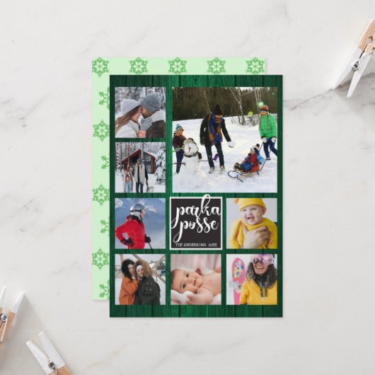 Rustieke Kerst 🎄 Parka Posse Schuur Hout Kaart (Voorkant / Achterkant in situ)