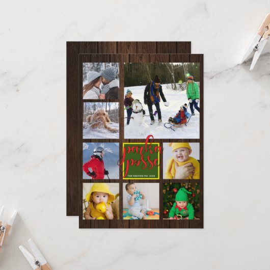 Rustieke Kerst 🎄 Parka Posse Schuur Hout Kaart (Voorkant / Achterkant in situ)