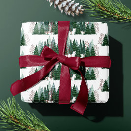 Rustieke Kerst Pijnboom Patroon Cadeaupapier