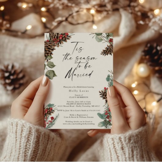 Rustieke kerst Pinecones Vrijgezellenfeest Kaart