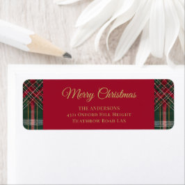 Rustieke Kerst Plaid Tartan Patroon Etiket