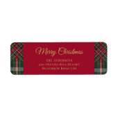 Rustieke Kerst Plaid Tartan Patroon Etiket (Voorkant)