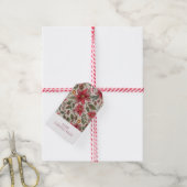 Rustieke Kerst Poinsettia's Cadeaulabel (Met Touw)