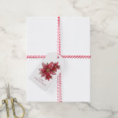 Rustieke Kerst-Poinsettia's Cadeaulabel (Met Touw)