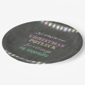 Rustieke Kerst Potluck Krijtbord Slingerlichtjes Papieren Bordje (Gekanteld)