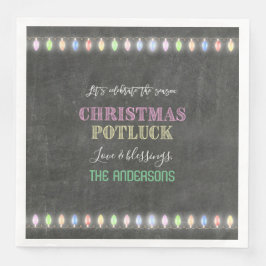 Rustieke Kerst Potluck Krijtbord Slingerlichtjes Servet