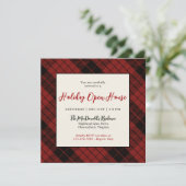 Rustieke Kerst Red Plaid Vakantie Open Huis Kaart (Staand voorkant)