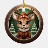 Rustieke Kerst Reindeer, Kerst herten Decor 🦌🎄 Keramisch Ornament (Voorkant)