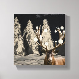 Rustieke Kerst Rendier Canvas Decor Afdruk