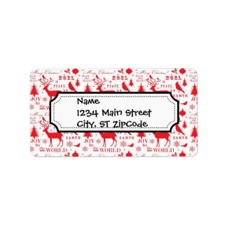 Rustieke kerst rendieren bomen vogels vakantie etiket