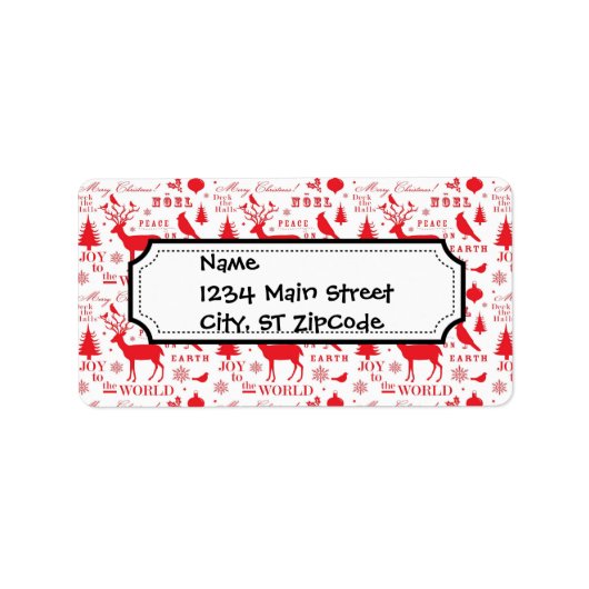 Rustieke kerst rendieren bomen vogels vakantie etiket (Voorkant)