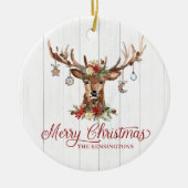 Rustieke kerst rendieren Ornamenten vakantie foto (Voorkant)