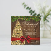 Rustieke Kerst Repetitie Dinner Tree & Ribbon Kaart (Staand voorkant)