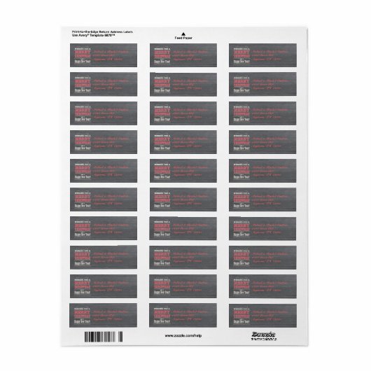 Rustieke kerst retour adres labels rood (Full Sheet)