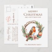 Rustieke Kerst Robin Land Botanische krans Briefkaart (Voorkant / Achterkant)