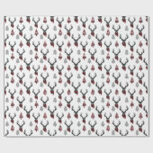 Rustieke kerst rode buffel geruite rendieren cadeaupapier (Vlak)