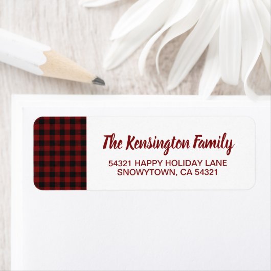 Rustieke Kerst Rode Buffel Plaid Vakantie Etiket (Insitu)