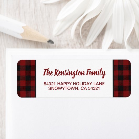Rustieke Kerst Rode Buffel Plaid Vakantie Etiket (Insitu)