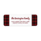 Rustieke Kerst Rode Buffel Plaid Vakantie Etiket (Voorkant)