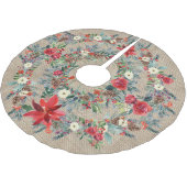 Rustieke kerst rode poinsettia waterverf burlap kerstboom rok (Gekanteld)