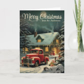 Rustieke Kerst Rode Truck en Huis Custom Feestdagen Kaart (Voorkant)