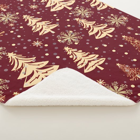 Rustieke Kerst Rood en Goud Sherpa Deken (3/4)