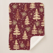 Rustieke Kerst Rood en Goud Sherpa Deken (Voorkant)