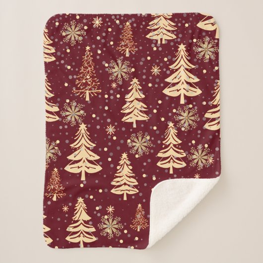 Rustieke Kerst Rood en Goud Sherpa Deken (Voorkant)