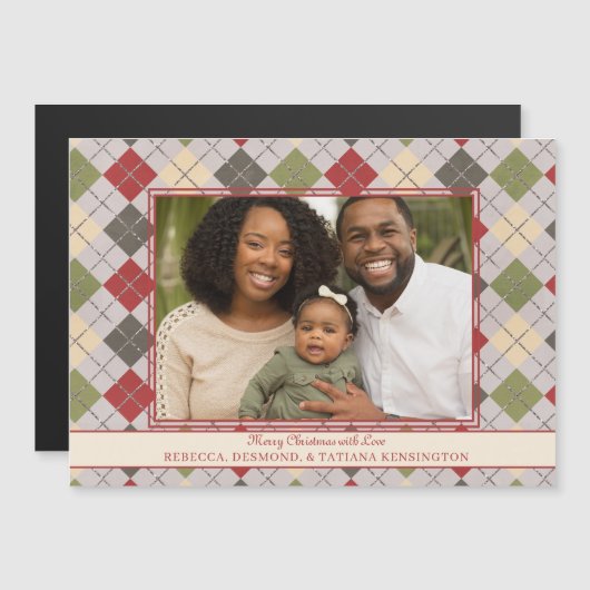 Rustieke Kerst Rood Groen Argyle Vakantie Foto (Voorkant / Achterkant)