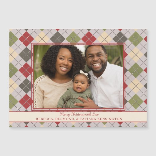 Rustieke Kerst Rood Groen Argyle Vakantie Foto (Voorkant)