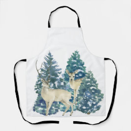 Rustieke Kerst Sneeuwachtig Bos Herten Decoratie V Schort