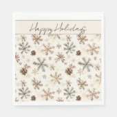  rustieke kerst sneeuwvlokken en dennenappels servet (Voorkant)