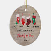 Rustieke kerst Sokken als een familie van vier Keramisch Ornament (Rechts)